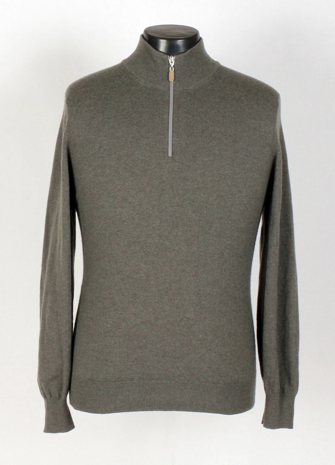 Brunello Cucinelli — Brunello Cucinelli Cashmere 1/2 Zip Sweater - Greenish Gray - M - $1350 Retail
