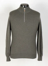 Brunello Cucinelli Cashmere 1/2 Zip Sweater - Greenish Gray - L - $1350 Retail