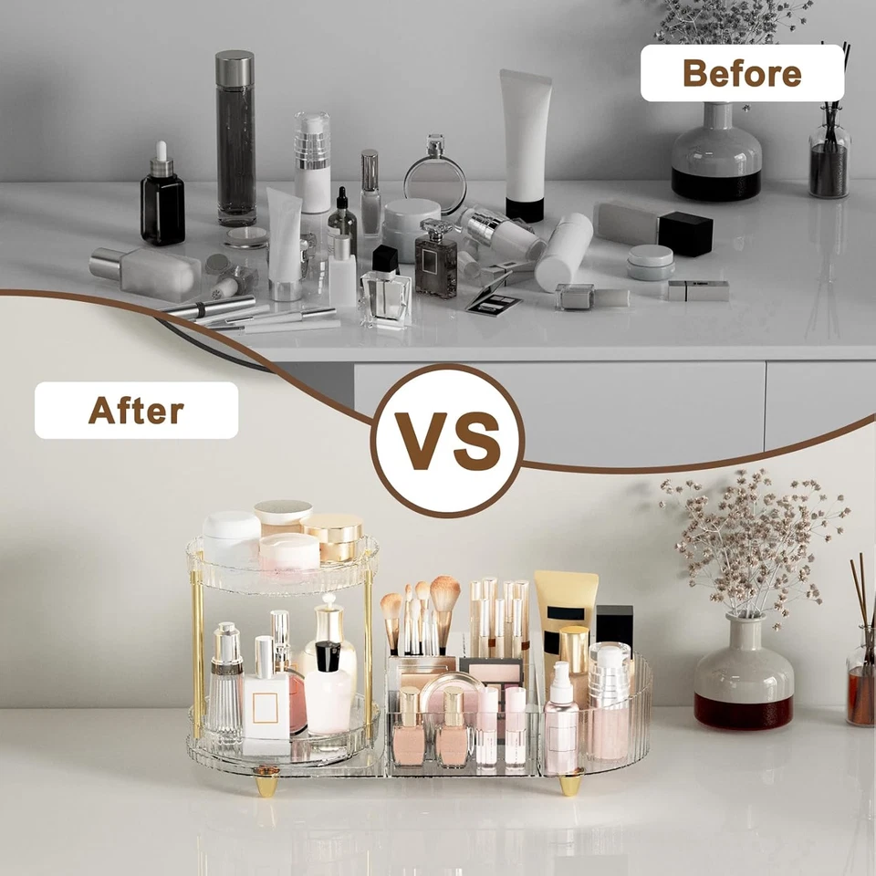 Organizador de Maquillaje Encimera para Tocador, Bandeja Giratoria de Perfume con 5 Compartimentos Foto 3 de 4