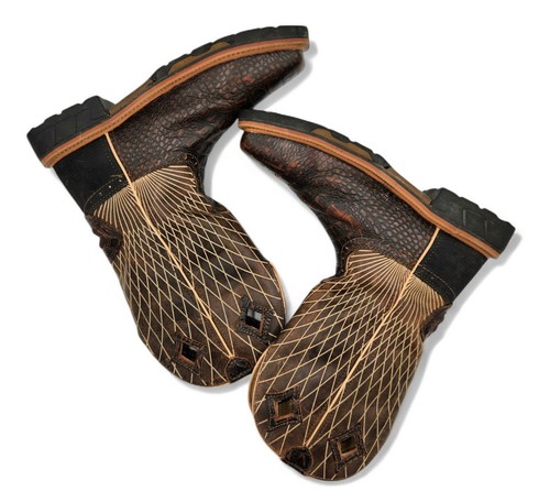 Justin Mens 8.5 D Derrickman Comp Toe Boot Brown Snake Leather 12 Inch Ortholite - Picture 5 of 17