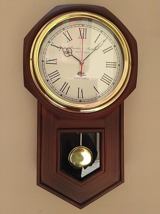 Wood and Brass Big Size Pendulum Look Wall Clock