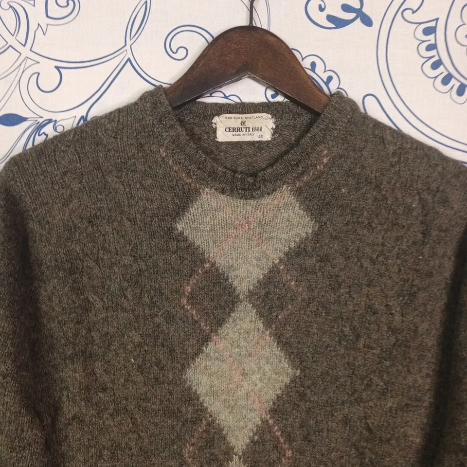 PURE SHETLANDS CERRUTI 1881 MADE IN ITALY JUMPER MAGLIONE VINTAGE PURA LANA VERG - Imagen 2 de 4