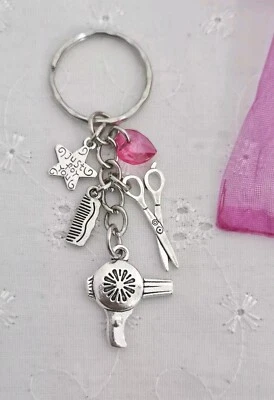 CUPCAKE0619 Hairdresser Hairdressing Stylist Keyring Bag Charm With Gift Bag thank you