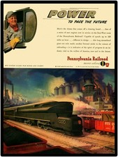 Circa 1944 Pennsylvania Railroad New Metal Sign: "Power to Pace the Future"