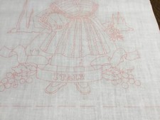 13  Square Stamped Linen Italy girl Embroidery Fabric