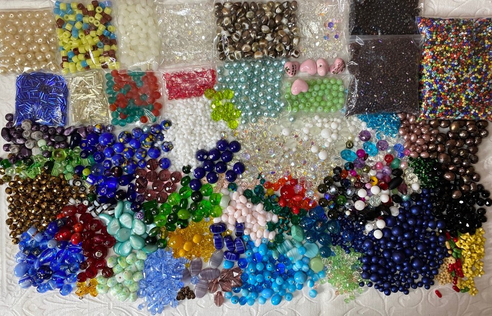 Large Bundle Vintage Mixed Glass Beads Lot for Jewellery Making or