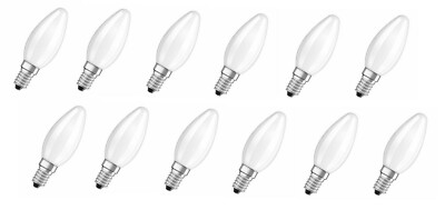 12er Pack: OSRAM LED Kerzenlampe E14 matt Glas 4W=40W warmweiß 2700K Classic B40