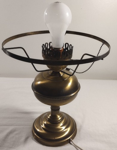 Vintage Arts And Crafts Brass Electric Stained Glass Hurricane Lamp Farmhouse - Picture 2 of 20