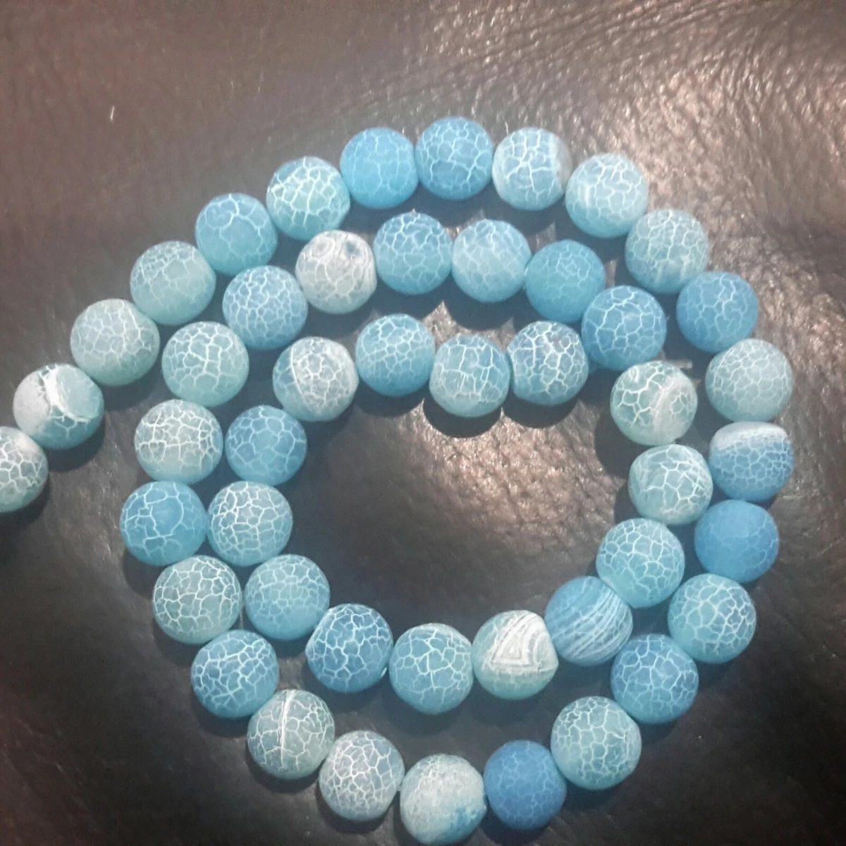 Natural Weathered Agate 8mm Deep Sky Blue 45pce Strand. Free