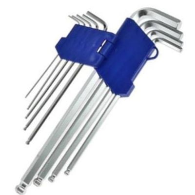 9-teiliges Inbusschlüssel-Set Mit Kugelende – SAE/Imperial Größen Von 1/16 Bis 3/8 Zoll, Aus Chrom-Vanadium-Stahl