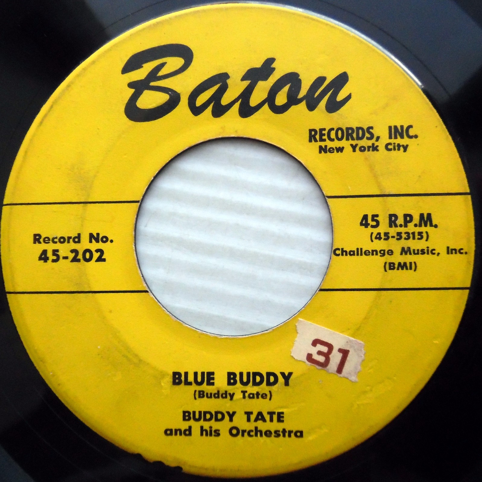 BUDDY TATE Fatback & greens / Blue buddy JAZZ R&B 45 on 1954 Baton recs ...