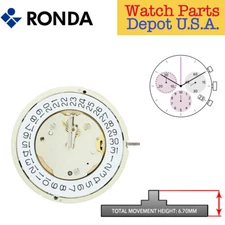 Ronda 5040.D Quartz Chronograph Movement, 3 Hands, Date 4 (Multiple Variations)
