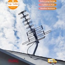 Outdoor 2025 HDTV Amplified Digital TV Antenna 4K HD 1080P VHF UHF FM Top