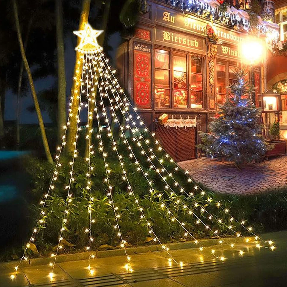 350LED Christmas Tree Waterfall Light Fairy String Outdoor Waterproof Decor Xmas - Image 4 of 4