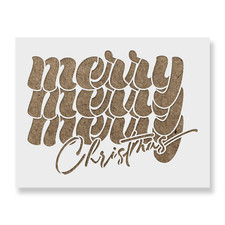 Merry Christmas Retro Stencil - Reusable Mylar Stencils for Painting