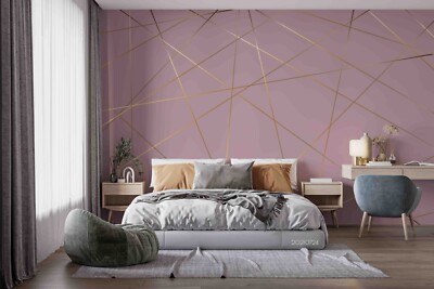 3D Gold Lines Abstract Wallpaper Wall Murals Removable Wallpaper