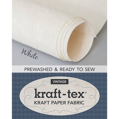 Kraft-tex Roll Vintage, Fabric Paper Vegan Leather NIP - White 18.5˝ x 29.5˝
