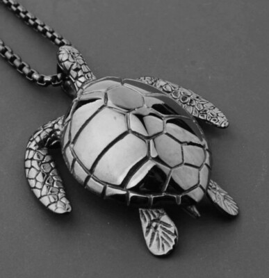 Black Sea turtle necklace with 24 inch chain | eBay Australia