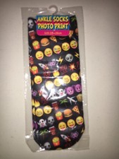 Emoji Black Print Socks 1 Pair No Show NWT New