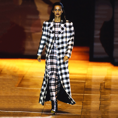 GIANNI VERSACE black & white wool houndstooth coat size 44 from F