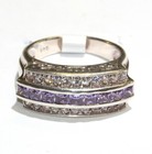 925 Sterling Silver natural gemstone amethyst cubic zirconia cz band ring 5.7g — photo 3