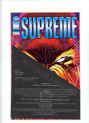 1993 Image, Supreme #6, Signed, Brian Murray #418/1K, COA, NM, BX26