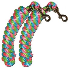 Poly Lead Rope Hot Pink/Lime/Sky Blue 5/8" x 9' w/ BP Bolt Snap 2-Pack 18032