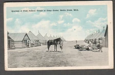 unmailed military post card First Federal Troops at Camp Custer Battle Creek MI