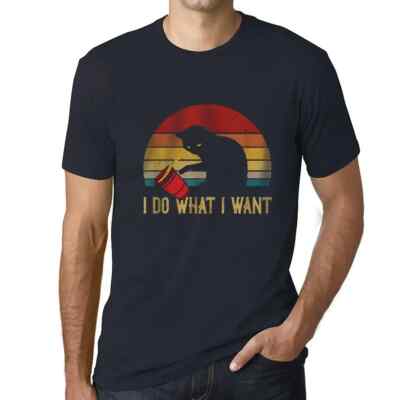 ULTRABASIC Herren T-Shirt Ich mache, was ich will Sonnenuntergang Katze I Do