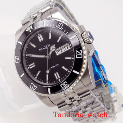 Bliger 40mm Black Dial Japan NH36A Sapphire Glass Date Automatic Mens Watch