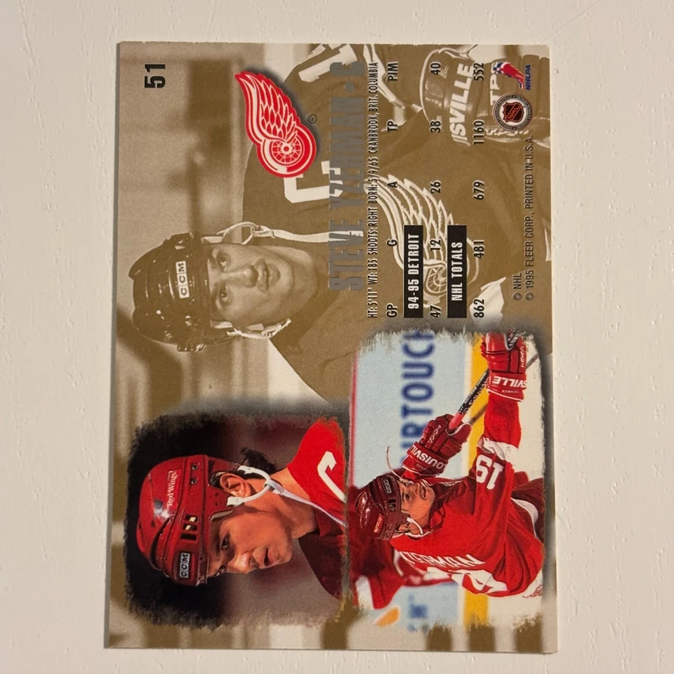 1995-96 #51 Steve Yzerman Fleer Ultra - Detroit Red Wings - Image 2 of 2