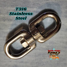 T316 Stainless Steel swivel dual eyelet. m12 Swivel 5 heavy duty 5 inch long