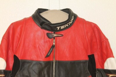 バイクウェア・装備 archive teknic motor cycle racing jacket MENS TEKNIC RED LEATHER ARMORED CRASH PROTECTION MOTORCYCLE RACING