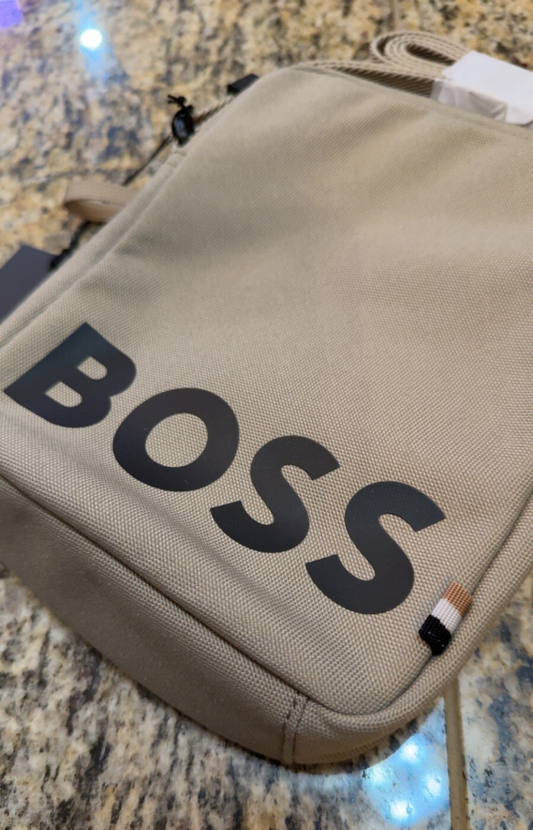 HUGO BOSS $128 Pixel_OU_S Zip Shoulder Crossbody Bag Beige