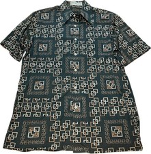 Vintage VAN HEUSEN Sportswear 70s Shirt Geometric Mens LARGE Disco Dagger Collar