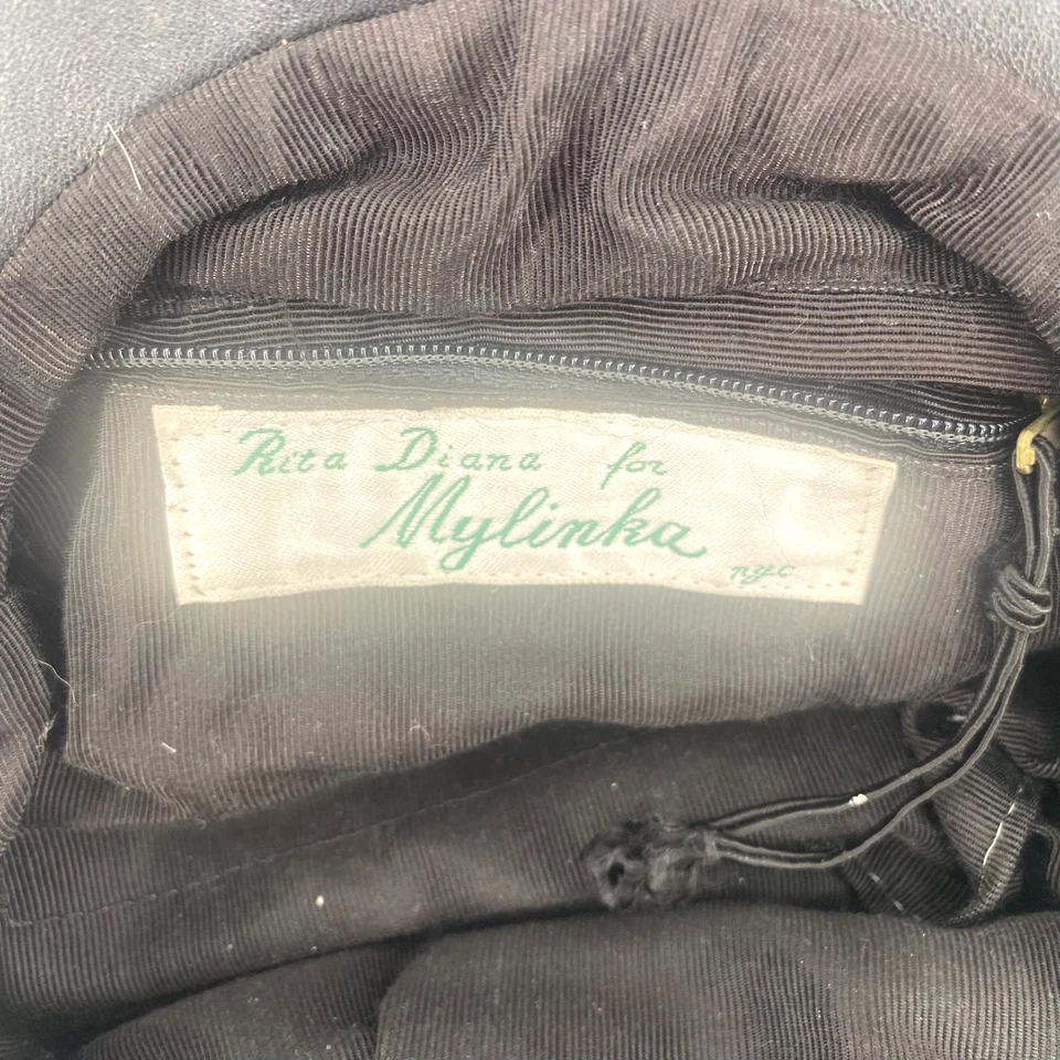 Vintage 80s Rita Diana Mylinka Black Leather w/Fur Accent Clamshell Crossbody - Image 4 of 4