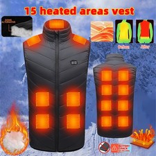 Mens Womens 15 Areas Electric Heated Vest Jacket Body Warmer Winter Warm Gilet