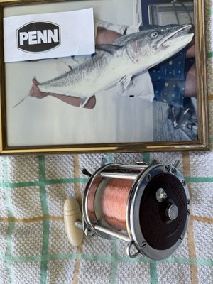 Penn Senator 4/0 Fishing Reel  Burgundy Side Plates With Brass Spool & Ande 40