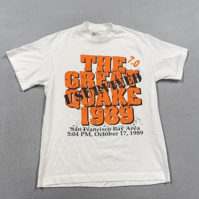 Vintage Great Quake 1989 Shirt Mens Large White San Francisco Bay Area Tee-Jays