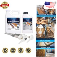 Fast Clear Epoxy Resin Kit 1.5 Qt: Non-Blushing Marine Woodworking Boat Repair