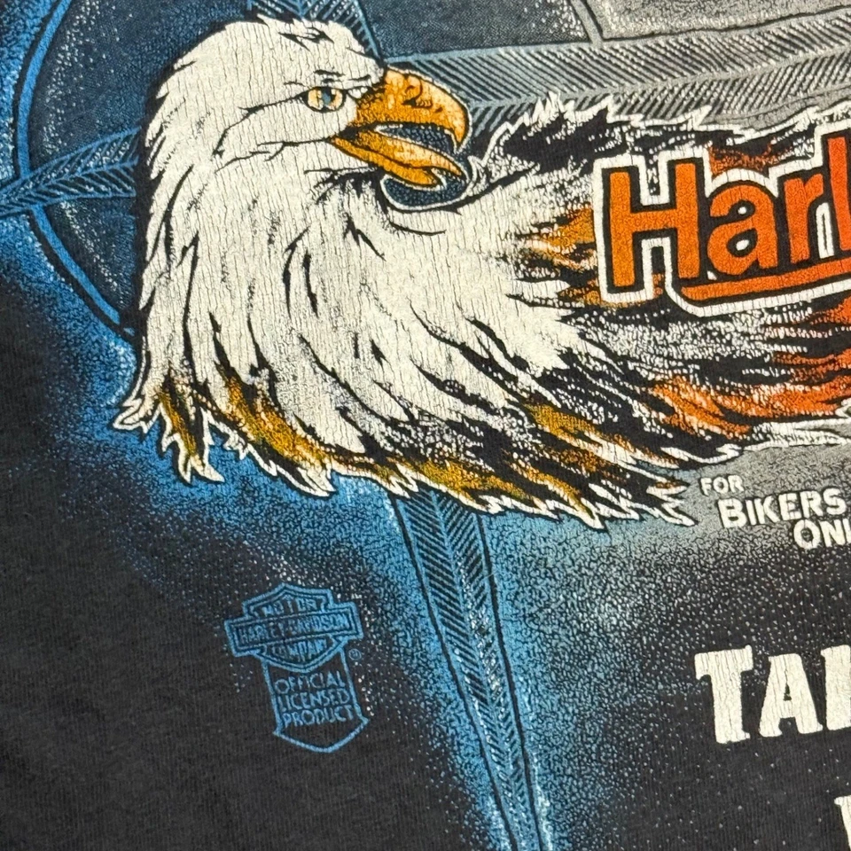 Винтажная футболка 80-х Harley Davidson Takin Pride Eagle с длинным рукавом Hanes Beefy - Изображение 3 из 4