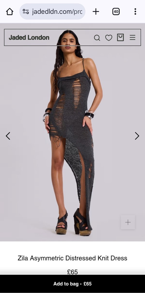Jaded London Zila Asymmetric Distressed Knit Dress | eBay UK