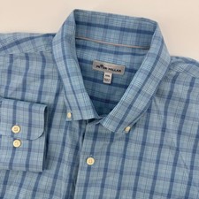 Peter Millar Men's XXL Plaid Button Down Long Sleeve Shirt Cotton Silk Blend