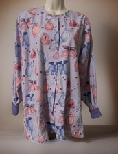 Womens Snap up UA Nursing Scrub Jacket Sz Med -- Valentines