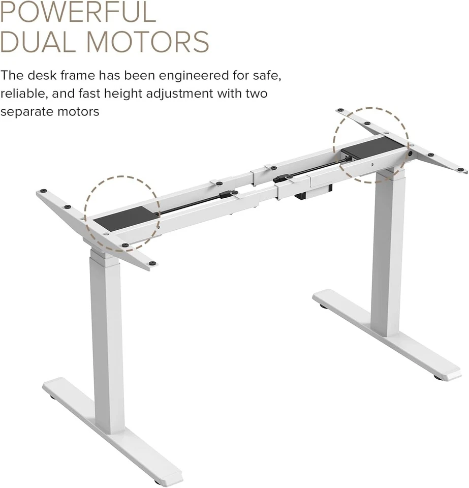 TekDec Electric Standing Desk Base White 3-Stage Dual Motor - NEW - Image 4 of 4
