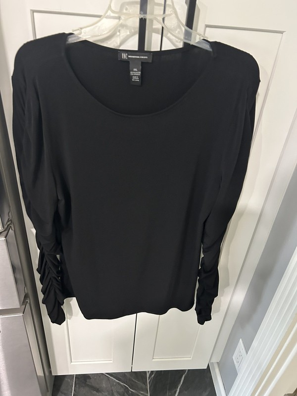 INC Womens XXL Black Long Scrunched Sleeves 