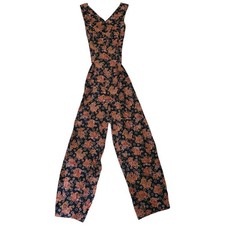 Vintage 90s Barbara Barbara Floral Jumper Pockets Jumpsuit Romper Boho USA Made
