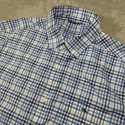 Vineyard Vines Shirt Mens Large Plaid On The Go Performance OTG Golf Preppy