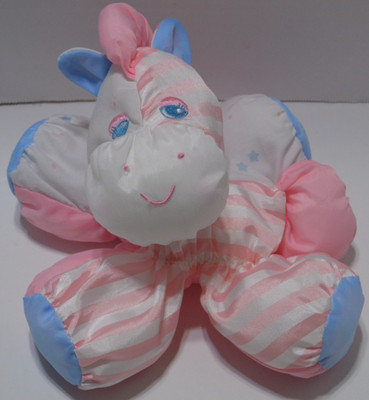 Vintage 1991 Fisher Price Puffalumps Pink Stripe Zebra Pony Blue Stars Pink Dot