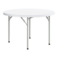 Lancaster Table Seating 48" Round Heavy-Duty White Plastic Folding Table